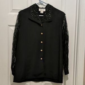 Yves St Clair  vintage black color  blouse Sz 16
